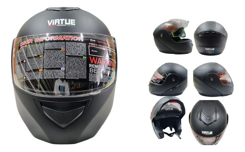 CASCO ABATIBLE DOBLE MICA NEGRO MATE(L) DOT