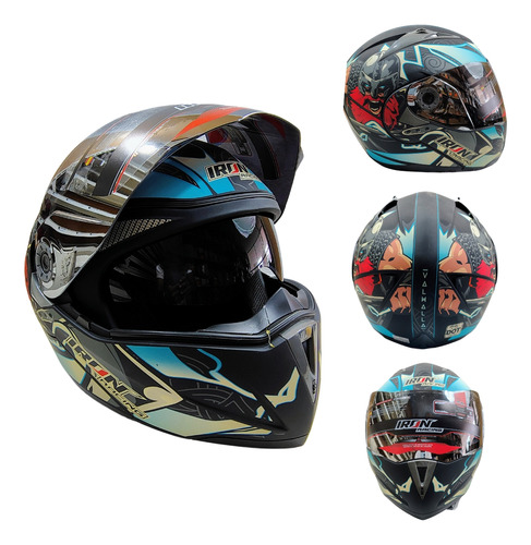 CASCO ABATIBLE IRON RACING IR-105 DOBLE MICA DOT V