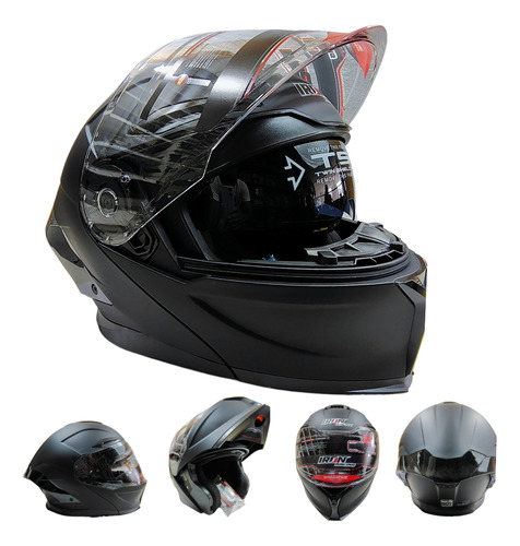 CASCO ABATIBLE LUCHADOR NEGRO MATE L