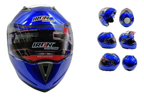 CASCO ABATIBLE RACING DOBLE MICA AZUL (XXL)