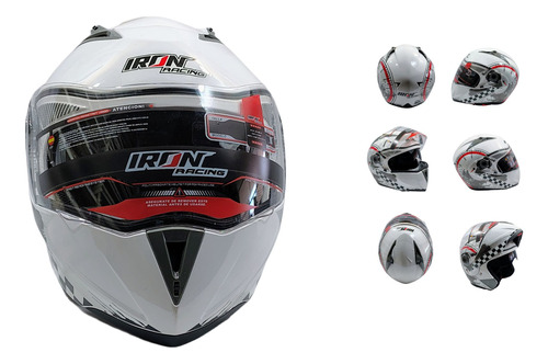 CASCO ABATIBLE RACING DOBLE MICA BLANCO COMP.(XXL)