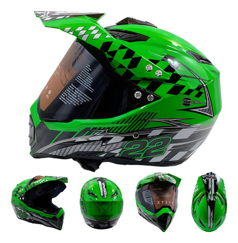 CASCO CROSS IRON RACING K22 VERDE (M)