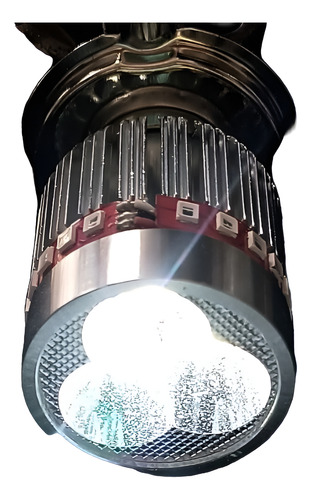 FOCO MOTO BASE PLATA H4 3 LED ESTROBO BLANCO EFECTO AZUL Y ROJO