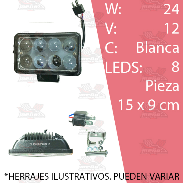 FARO CUAD 8 LEDS LUPAS ALTA INTENS 3X5